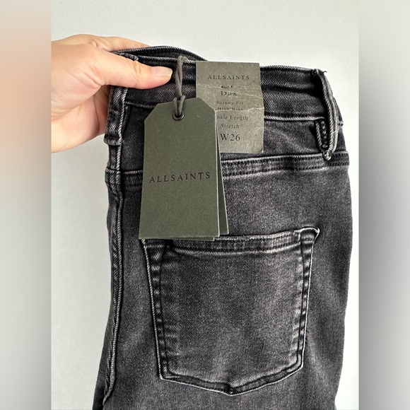 All Saints Dax High-Rise Skinny Jeans in Washed Black - Picture 7 of 8